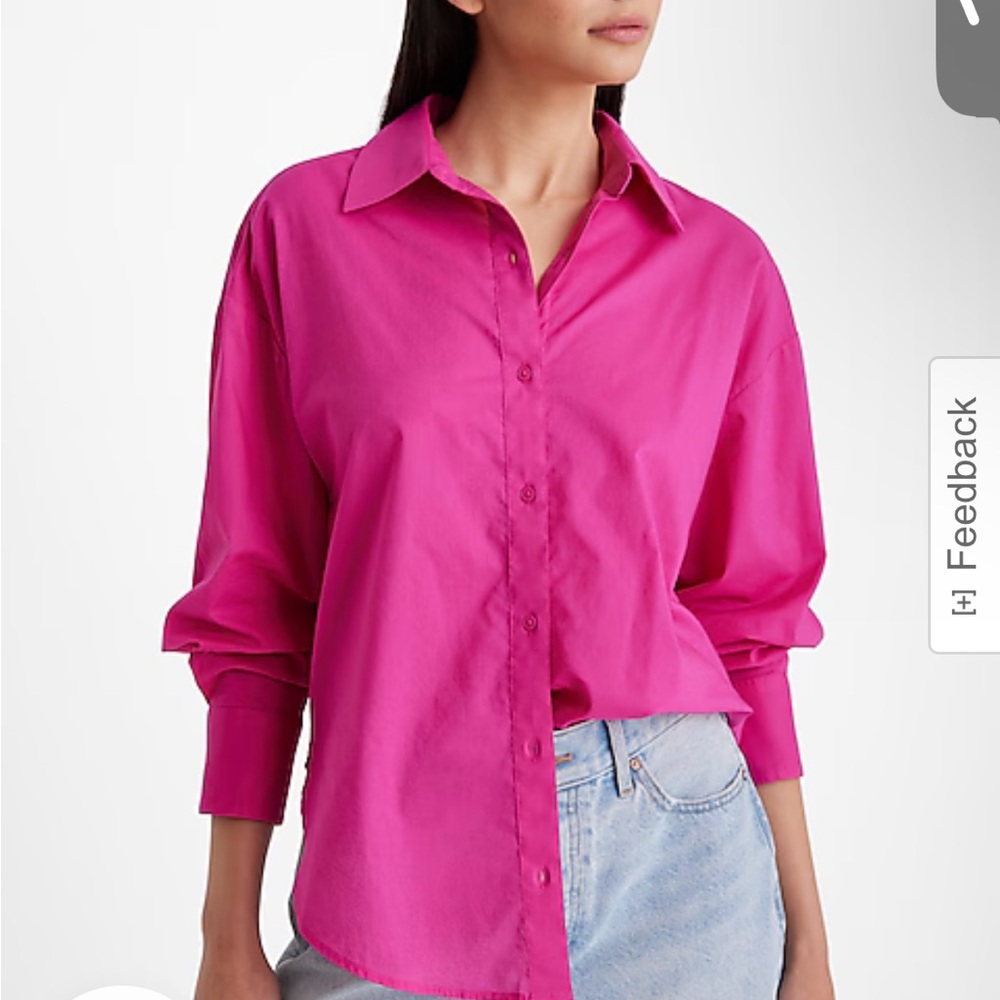 ZARA BoyFriend Oversized Vibrant Pink Button-Up Shirt